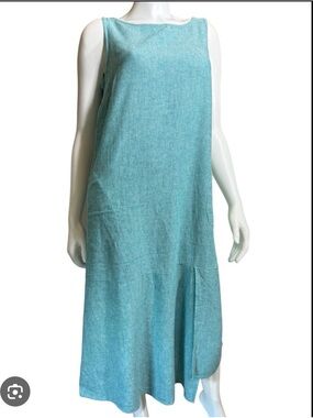 Pure Jill Sleeveless Teal Linen Maxi Dress